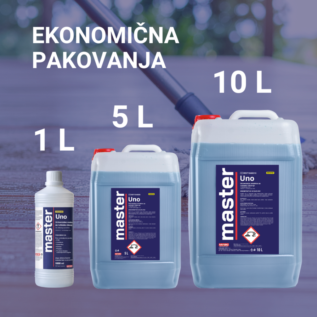 MASTER Uno – Profesionalno blago alkalno univerzalno sredstvo za svakodnevno rutinsko čišćenje osetljivih površina