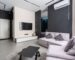 cozy living room with sofas and television set